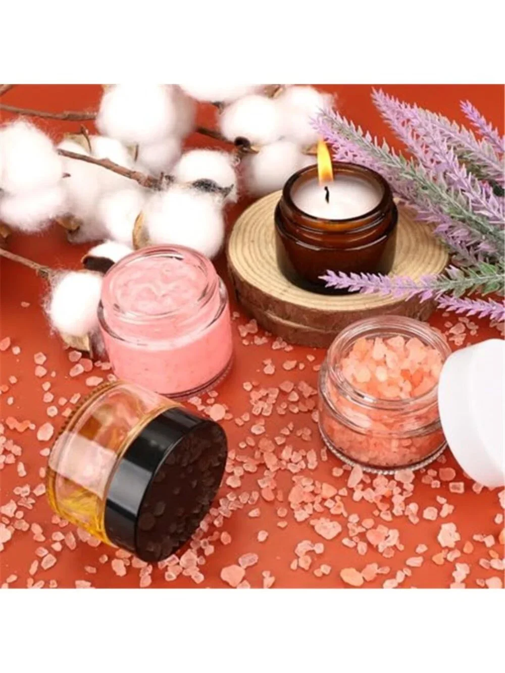 4 Pcs Glass Cosmetic Jars with White Lids, 1 OZ with Inner Liners & 2 Spatulas